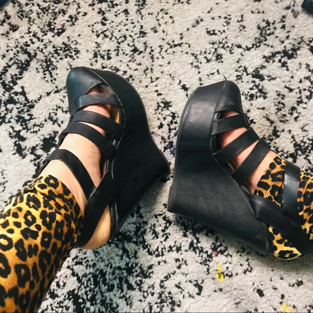 Black Strappy Platform Heels